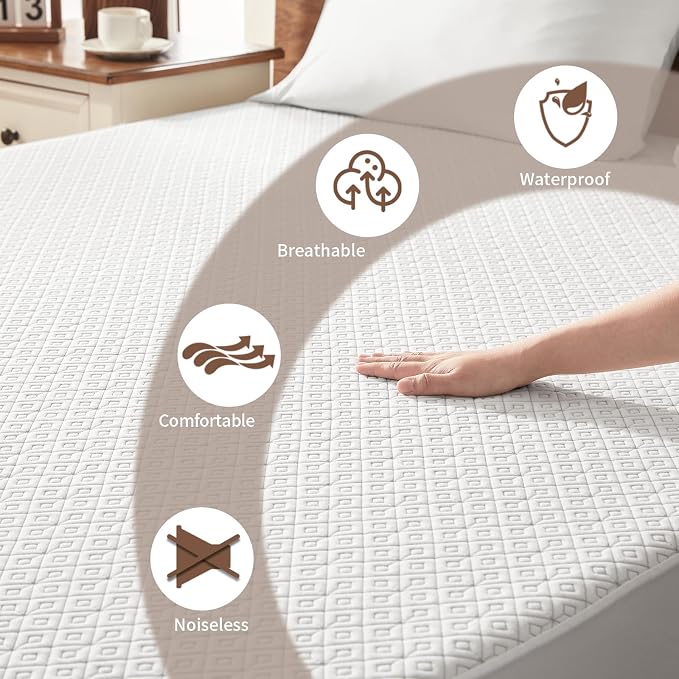 BEDLORE California King Mattress Protector, Waterproof Noiseless Mattress Cover - Image 2