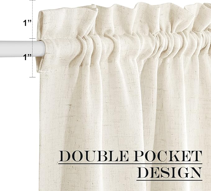 NICETOWN Thick Linen Textured Curtain Farmhouse French Door Shade Solid Room - Image 4