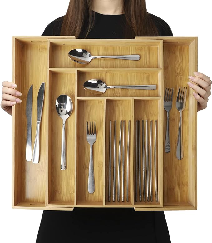 Expandable Bamboo Drawer Organizer – Large 20"x16.9" Size by BAMOTTOCRAFTBAMBOO