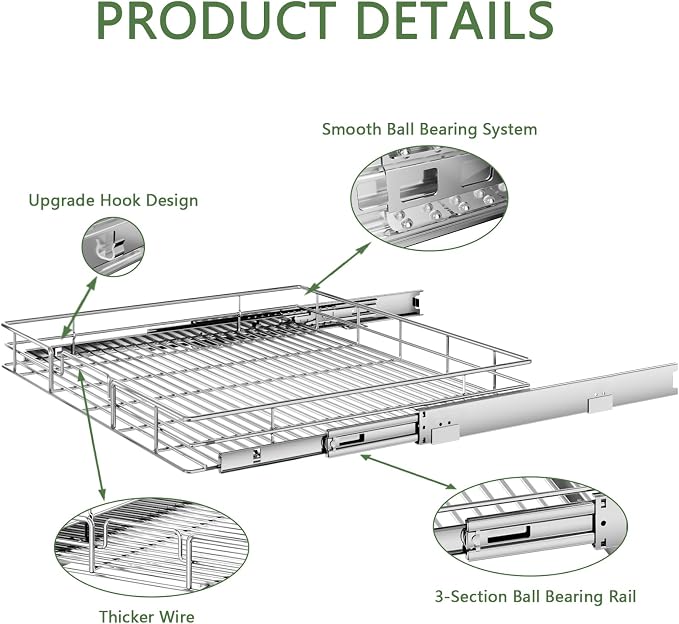 Pull Out Cabinet Organizer 25½" W x 21½" D, Heavy Duty Cabinet Pull Out Shelves - Image 7