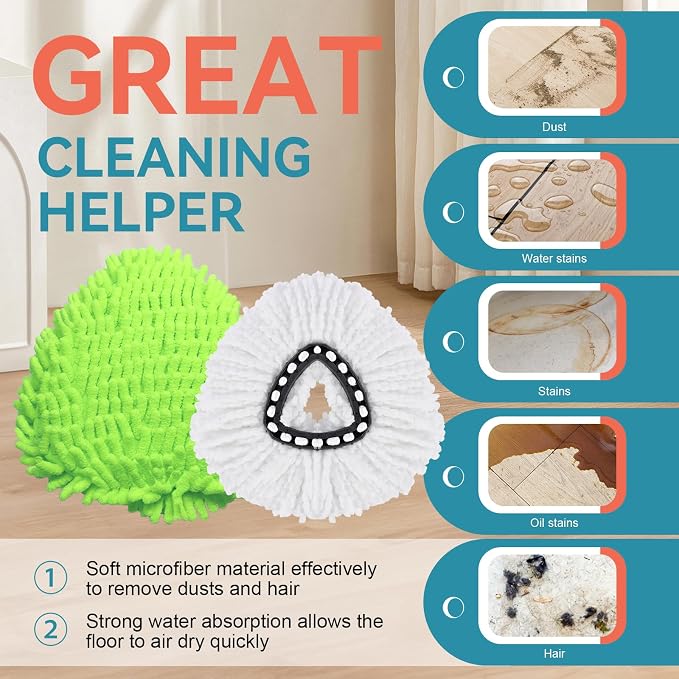 3 Pack Mop Replacment Heads for O-Ceda Mop Replace Head Spin Mop Heads - Image 4