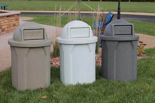 42 Gallon Circle 100% Recycled Plastic Heavy Duty Outdoor Commercial Trash Can - Image 4