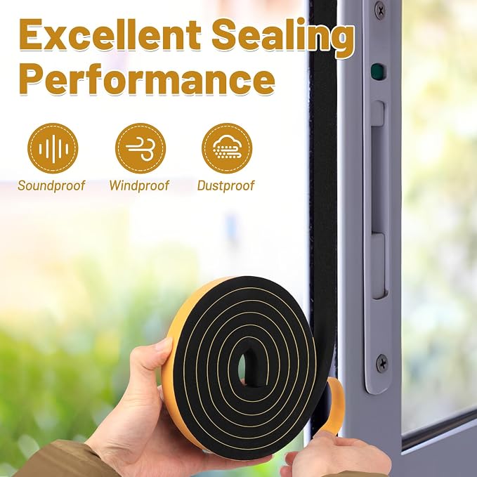 High Density Weather Stripping 3/4 in x 3/8 in, Weatherproof Foam Insulation - Image 2