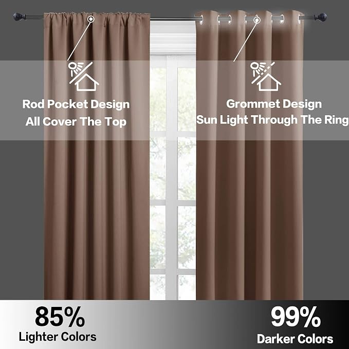 RYB HOME Short Curtains for Living Room Blackout Portable Blinds Shades for - Image 5