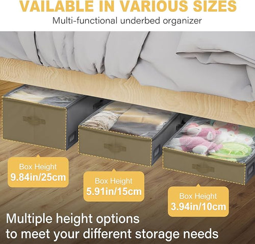 10-Inch Under Bed Storage Containers | Sturdy Sidewalls | Clear Cover & Label - Image 2