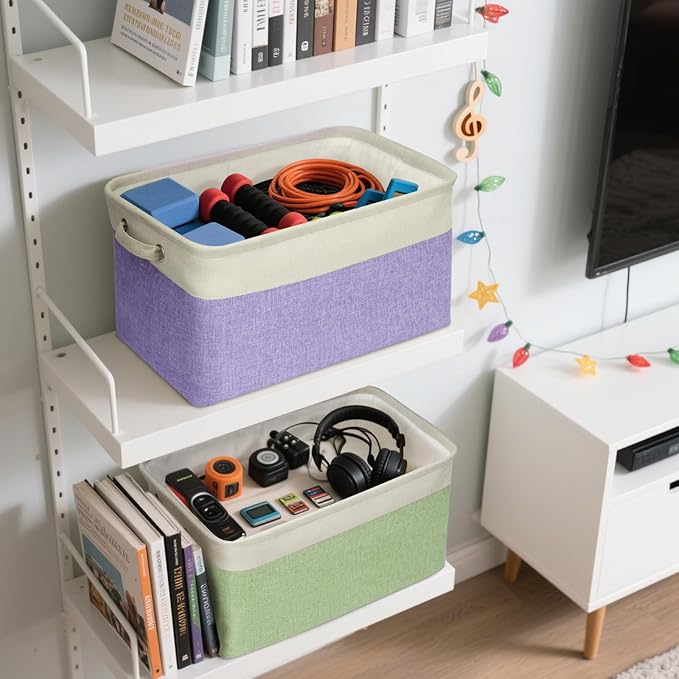 BALEINE Fabric Storage Bins for Shelves, Linen Storage Baskets for Organizing - Image 3