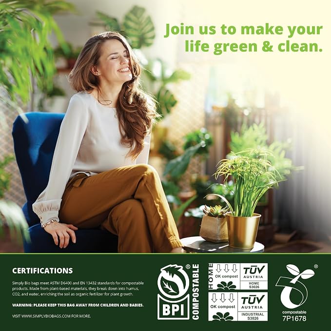 Simply Bio 1.6 Gallon Compostable Trash Bags Liners Handle, Heavy Duty Extra - Image 5