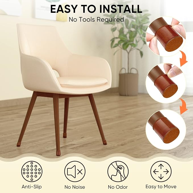 BALEINE 32 Pack Silicone Chair Leg Floor Protectors, Stool Leg Protectors Cap - Image 6