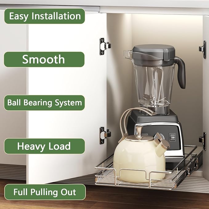 Pull Out Cabinet Organizer 14½" W x 21½" D, Heavy Duty Cabinet Pull Out Shelves - Image 2