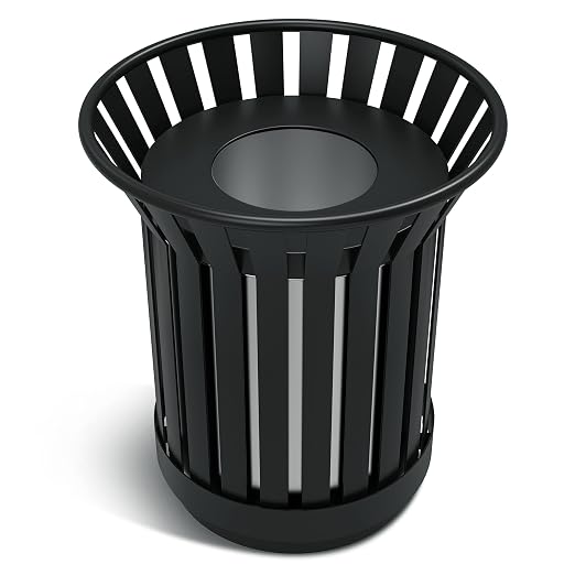 8Gallon Round Large Outdoor Trash Can, Heavy Duty Metal Slatted Garbage Can by Gaonala