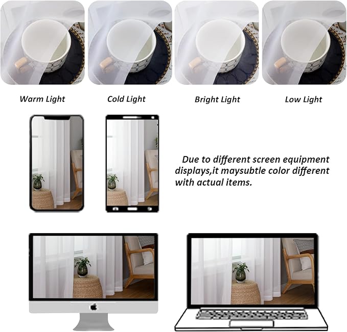 Chyhomenyc Extra Long White Sheer Curtains 120 Inches Long 2 Panels, Light - Image 4
