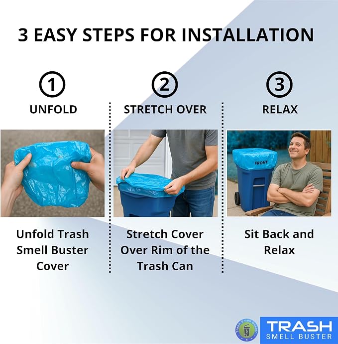 Outdoor Trash Can Odor Eliminator Cover Lemon Scented Durable Elastic Bag - Image 6
