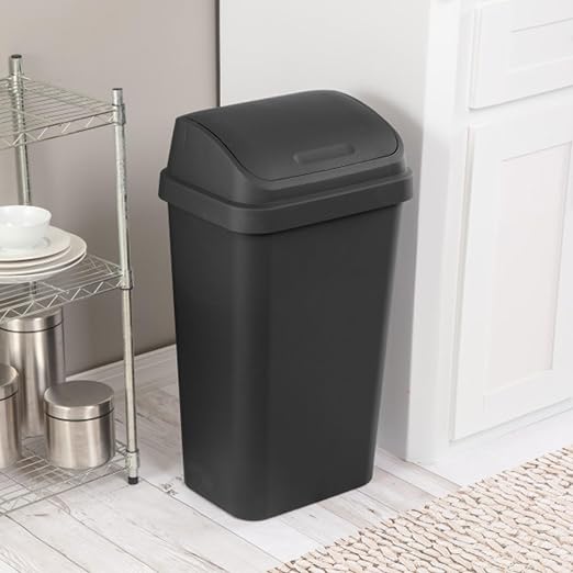 Sterilite 4-Pack Swing Top Wastebasket, Sleek Square Profile Trash Can - Image 5