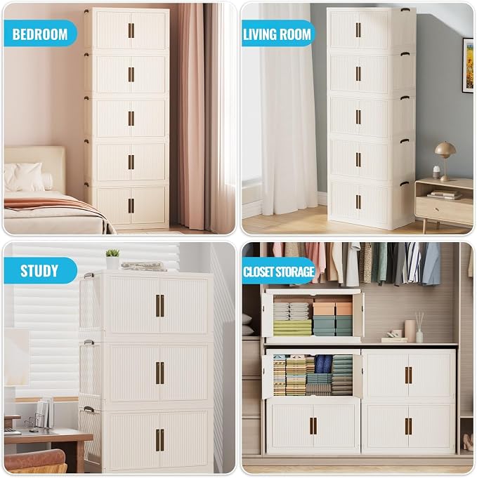 Stackable Storage Bins with 1 lid Stackable Storage Drawers - Image 5