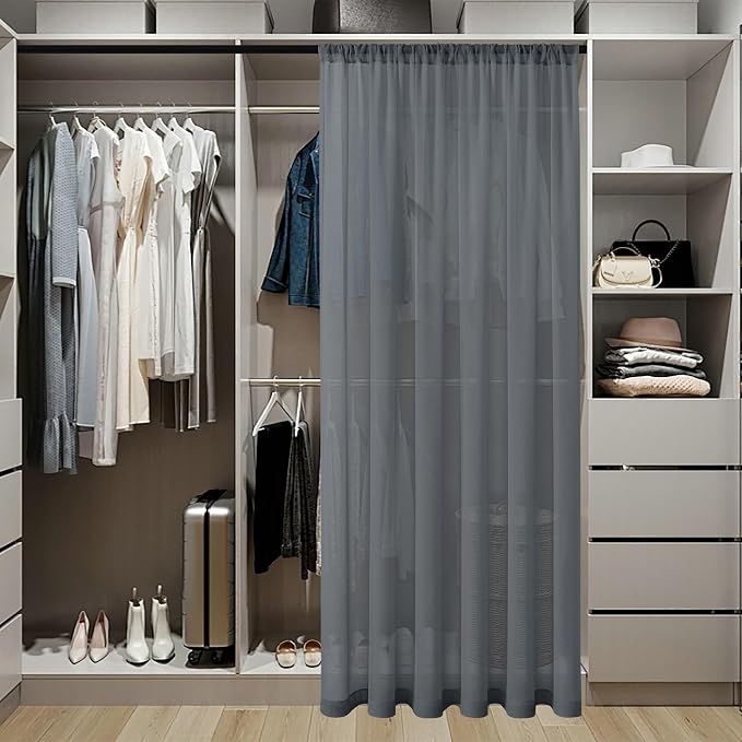 Tollpiz Small Sheer Door Curtain Closet Linen Textured Curtain Sheers Doorway - Image 3