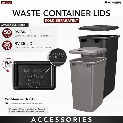 Rev-A-Shelf Pullout Trash Cans for Kitchen Cabinet, Dual 35 Qt Bins - Image 3