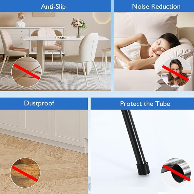 4 Pcs 1-1/4" Round Rubber Chair Leg Caps, PVC Table Leg Covers, Flexible & - Image 6