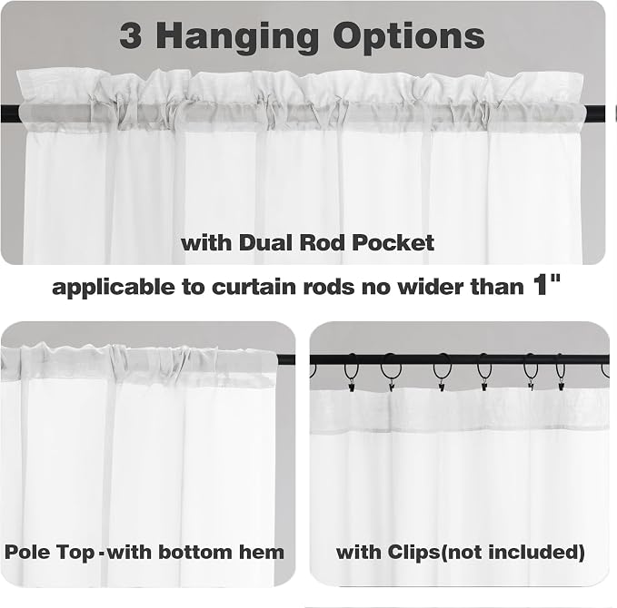 Chyhomenyc Extra Long White Sheer Curtains 108 Inches Long 2 Panels, Light - Image 3