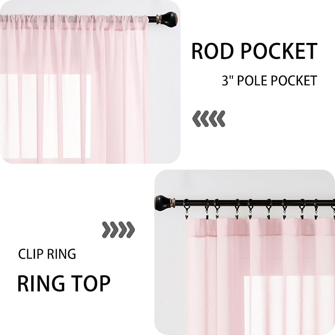 Tollpiz Short Sheer Door Curtain Closet Linen Textured Curtain Sheers Doorway - Image 5