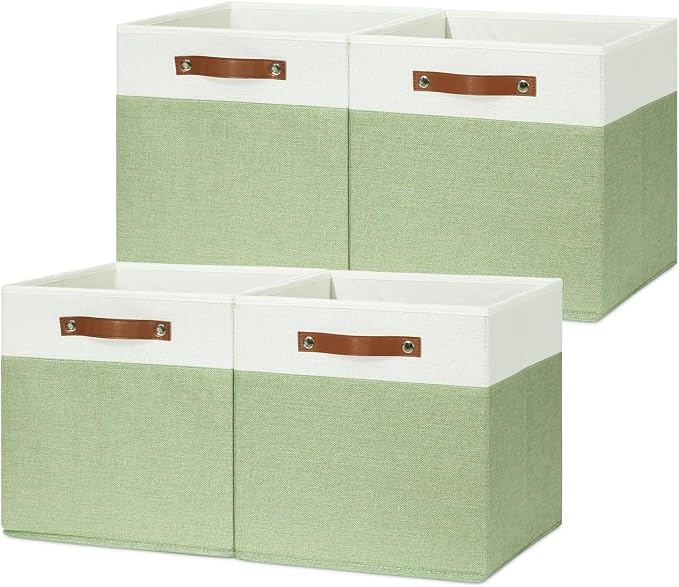 HNZIGE Fabric Cube Storage Bins 13x13 Set of 4 Canvas Storage Baskets - Image 10