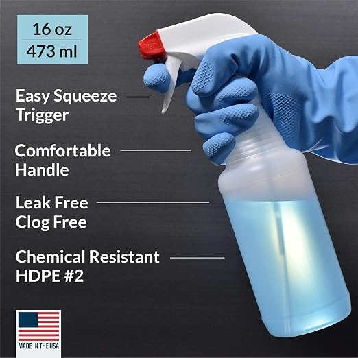 Pinnacle Mercantile Plastic Spray Bottles USA Made 4 Pack 16 oz Leak Proof - Image 2