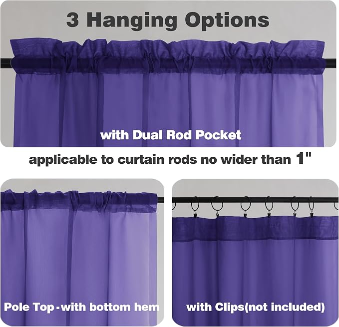 Chyhomenyc Purple Sheer Curtains 84 Inch Length 2 Panels, Light Filtering Soft - Image 5