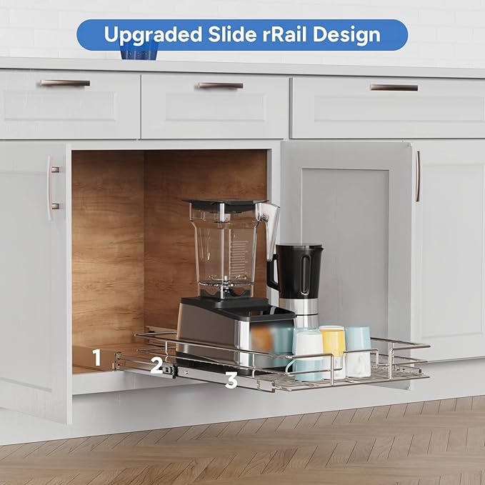 ROOMTEC Pull Out Cabinet Organizer, Cabinet Pull Out Shelves 11" W x 21" D - Image 5