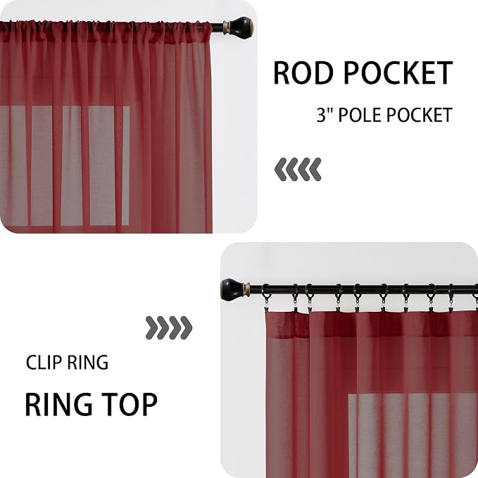 Tollpiz Sheer Door Curtain Closet Linen Textured Curtain Sheers Doorway Light - Image 5