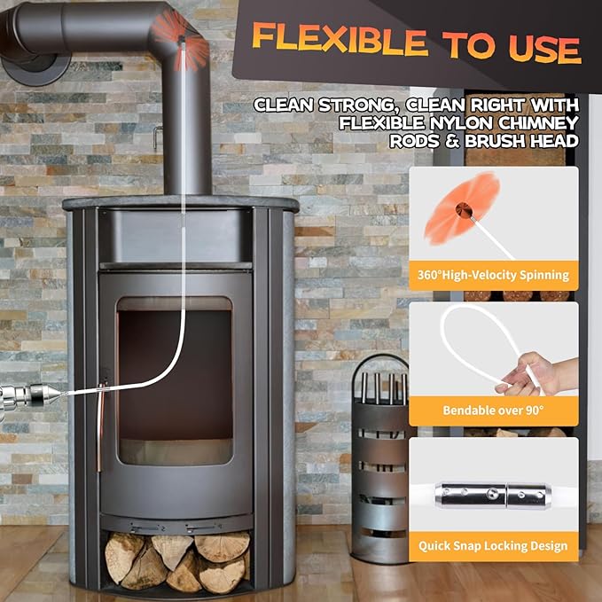 46 Feet Chimney Sweep Kit, Chimney Cleaning Kit - Image 5