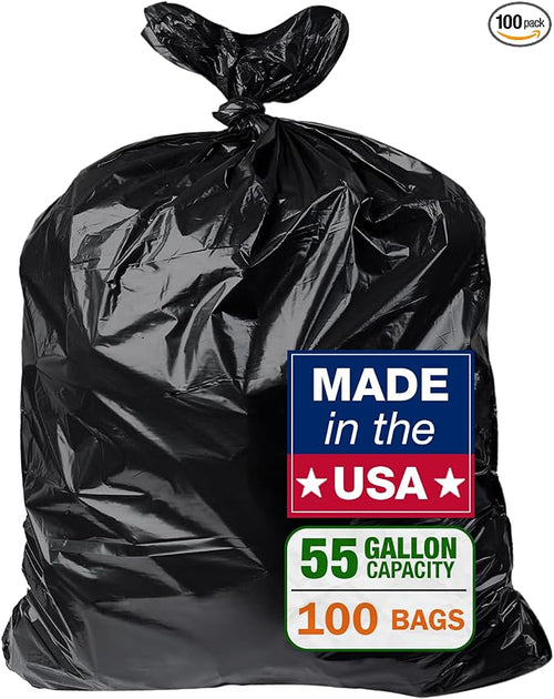 100 Count 55-60 Gallon Trash Bags, Sturdy & Tear-Resistant Commercial Can by Unknown