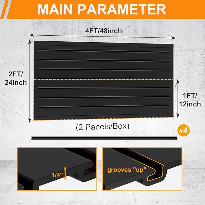 DoCred Slatwall Paneling Organizer, 4x2 FT PVC Garage Slat Wall Storage Systems - Image 3