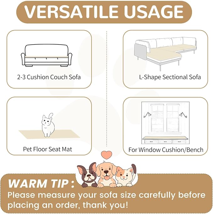 OTOB Couch Covers for Dogs Washable, Non Slip Plush Sofa Cover Kids Pet - Image 6