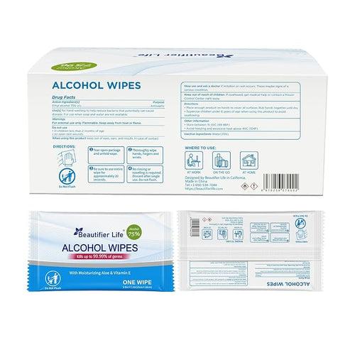 100 Count Individually Packed Hand Sanitizing Wipes - Image 2