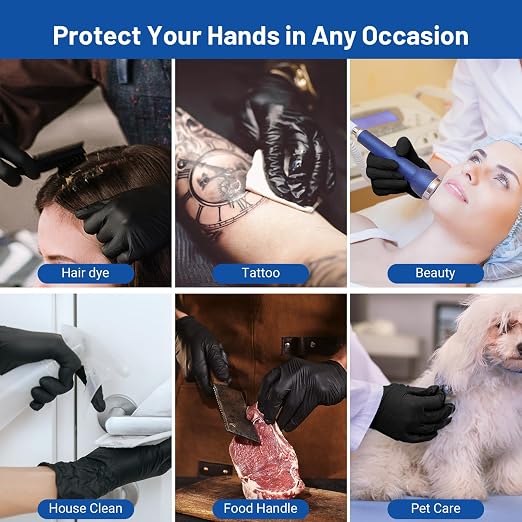 JMU XL Nitrile Gloves, 200 Black Nitrile Gloves, Latex Free, Powder Free - Image 7