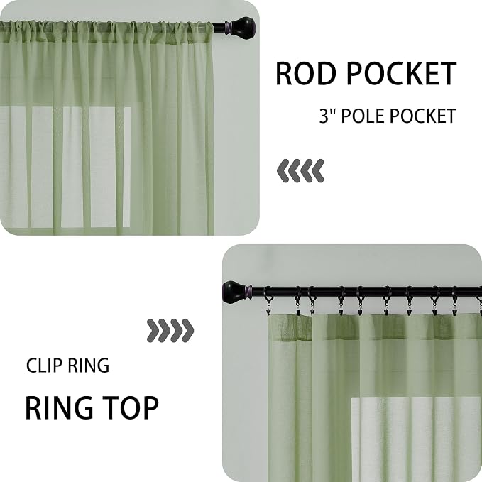 Tollpiz Short Sheer Door Curtain Closet Linen Textured Curtain Sheers Doorway - Image 5