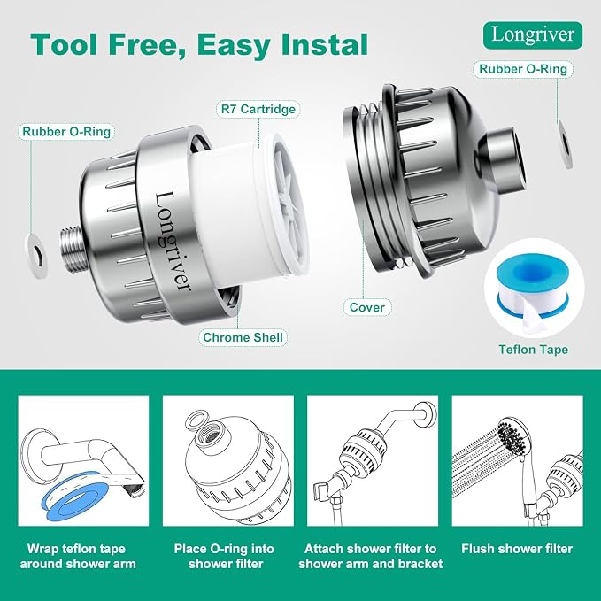 R7 Shower Filter with 3 Replacement Cartridge High Put Shower Water Filter - Image 8