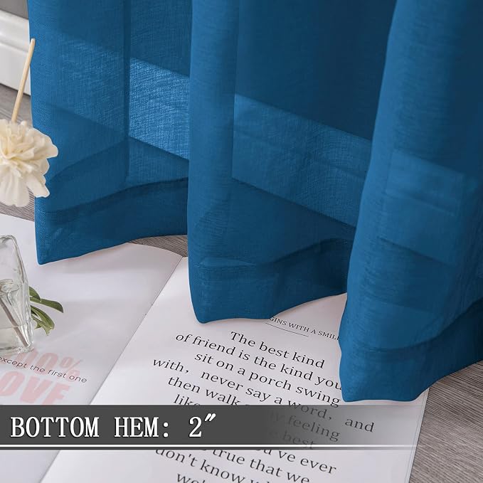 Tollpiz Short Sheer Curtain Living Room Linen Textured Curtains Sheer Light - Image 4