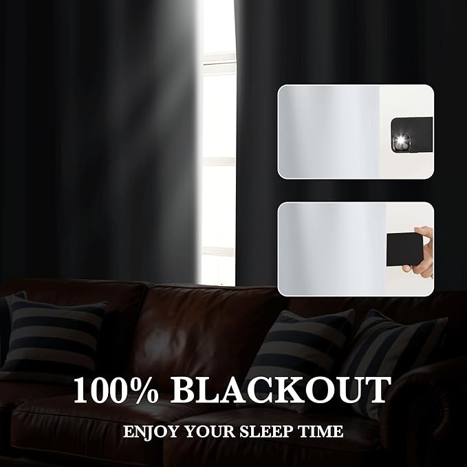 RYB HOME White Short Blackout for Small Window 48 inches Length, Thermal - Image 3