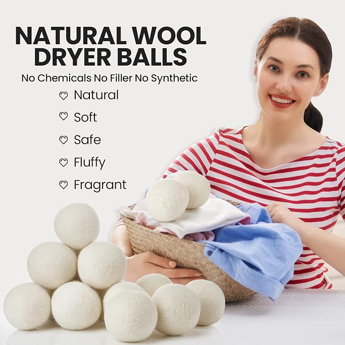 Kenning 26 Pieces Wool Dryer Balls Set, 24 Reusable Dryer Balls - Image 5