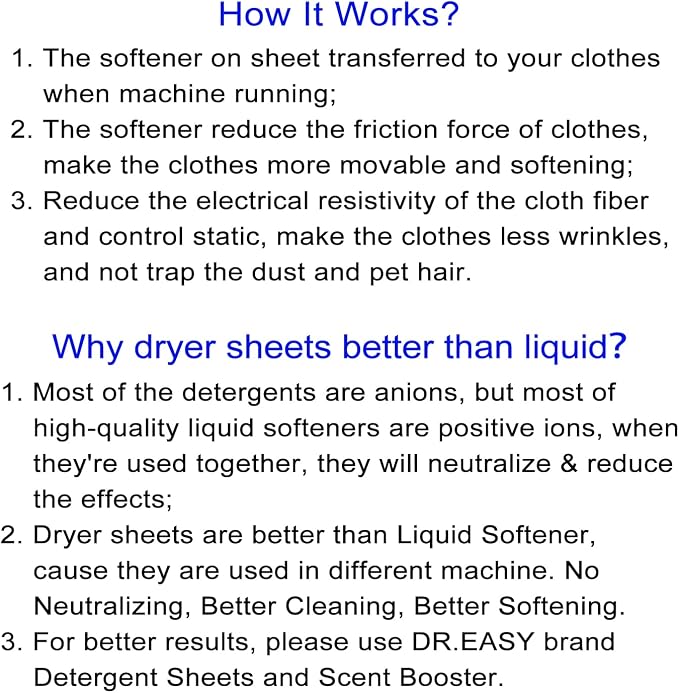 DR.EASY Dryer Sheets Plant Based Formula 252 Ct BLUE OCEAN, Softener sheets - Image 7