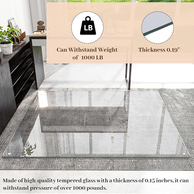 46" x 55" Glass Chair Mat, Heavy Duty Hard Floor Mat - Image 3