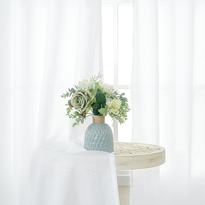 YoungsTex White Linen Curtains 80 Inch Length - Image 3