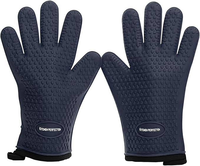 KITCHEN PERFECTION XL Silicone Smoker Oven Gloves-Extreme Heat Resistant BBQ by Kitchenperfection