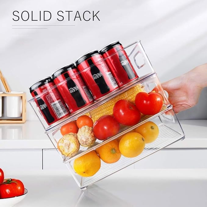 12 Pack Refrigerator Organizer Bins, 3 Sizes Stackable Clear Pantry Storage - Image 8