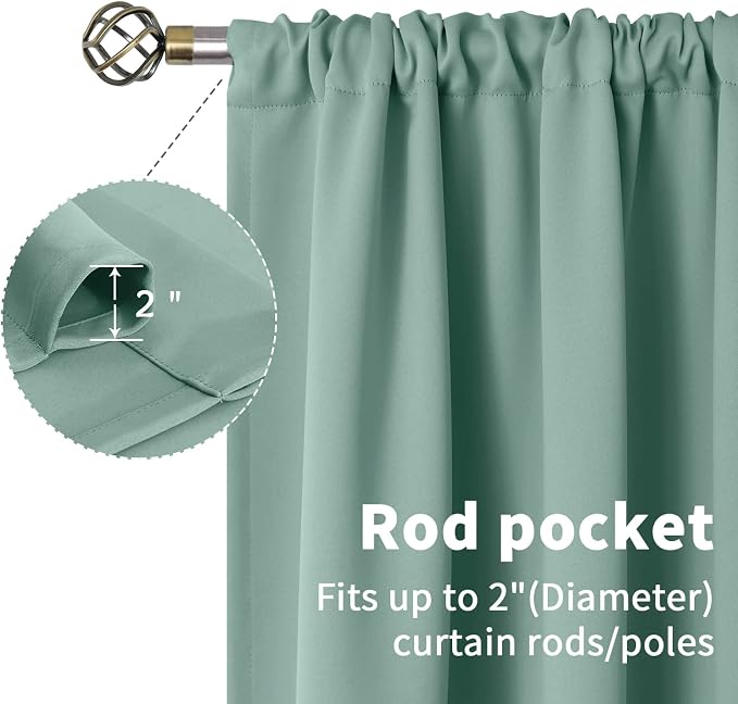 BGment Sage Green Curtains 36 Inch Length - Image 5