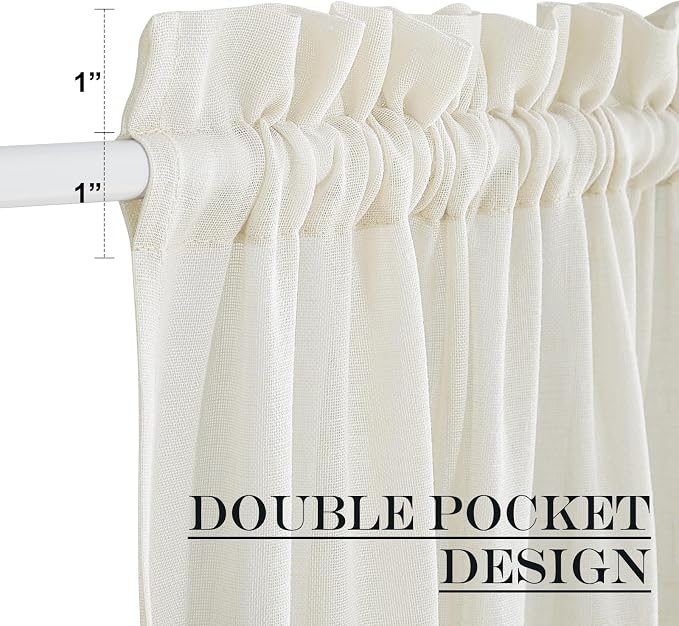 NICETOWN Side Light Door Curtains 40 inch Length Privacy Linen Texture Semi - Image 2