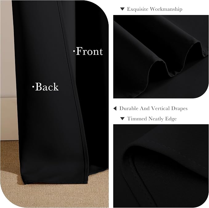 PONY DANCE Black Out Curtains for Bedroom 54 inch Length 2 Panels Set, Thermal - Image 5