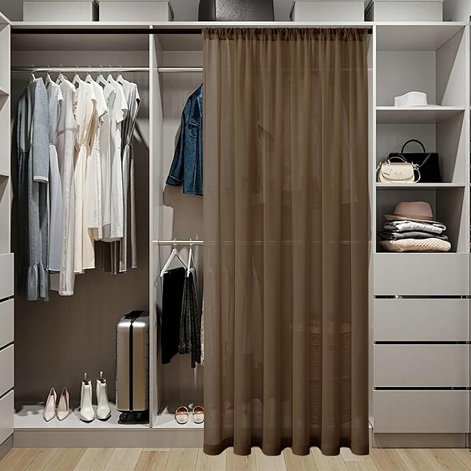 Tollpiz Short Sheer Door Curtain Closet Linen Textured Curtain Sheers Doorway - Image 3