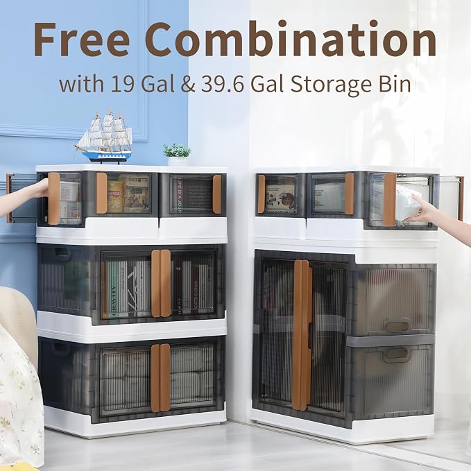 HAIXIN Closet Organizers and Storage, 4 Doors Opening Stackable Storage Box - Image 4