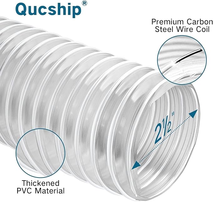 PVC Dust Collection Hose 4" x 20', Flexible Heavy PVC Fume Collection Hose - Image 2